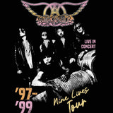 Aerosmith Nine Lives Tour Graphic T-Shirt - Classic Rock Music Clothing - Vintage Concert Lover Gift Idea