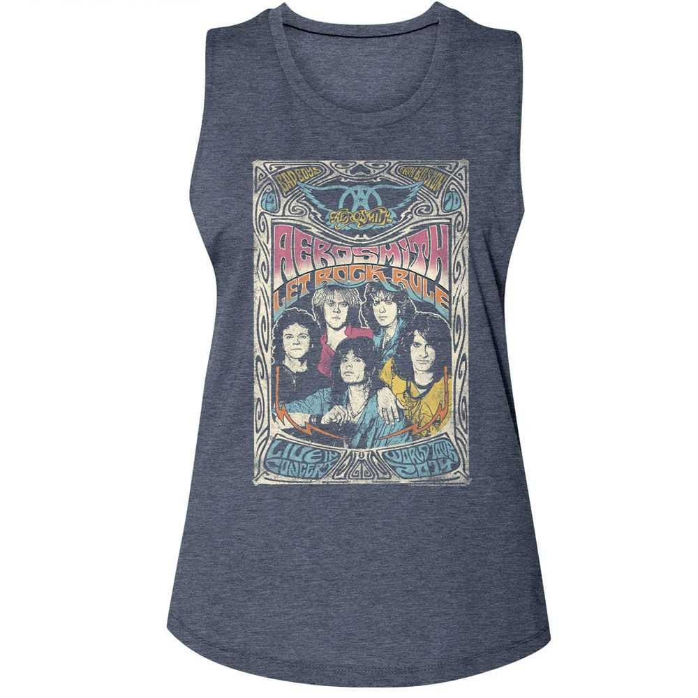 Aerosmith Let Rock Rule Ladies Graphic Tank Top - Classic Rock Music Clothing - Vintage Concert Lover Gift Idea