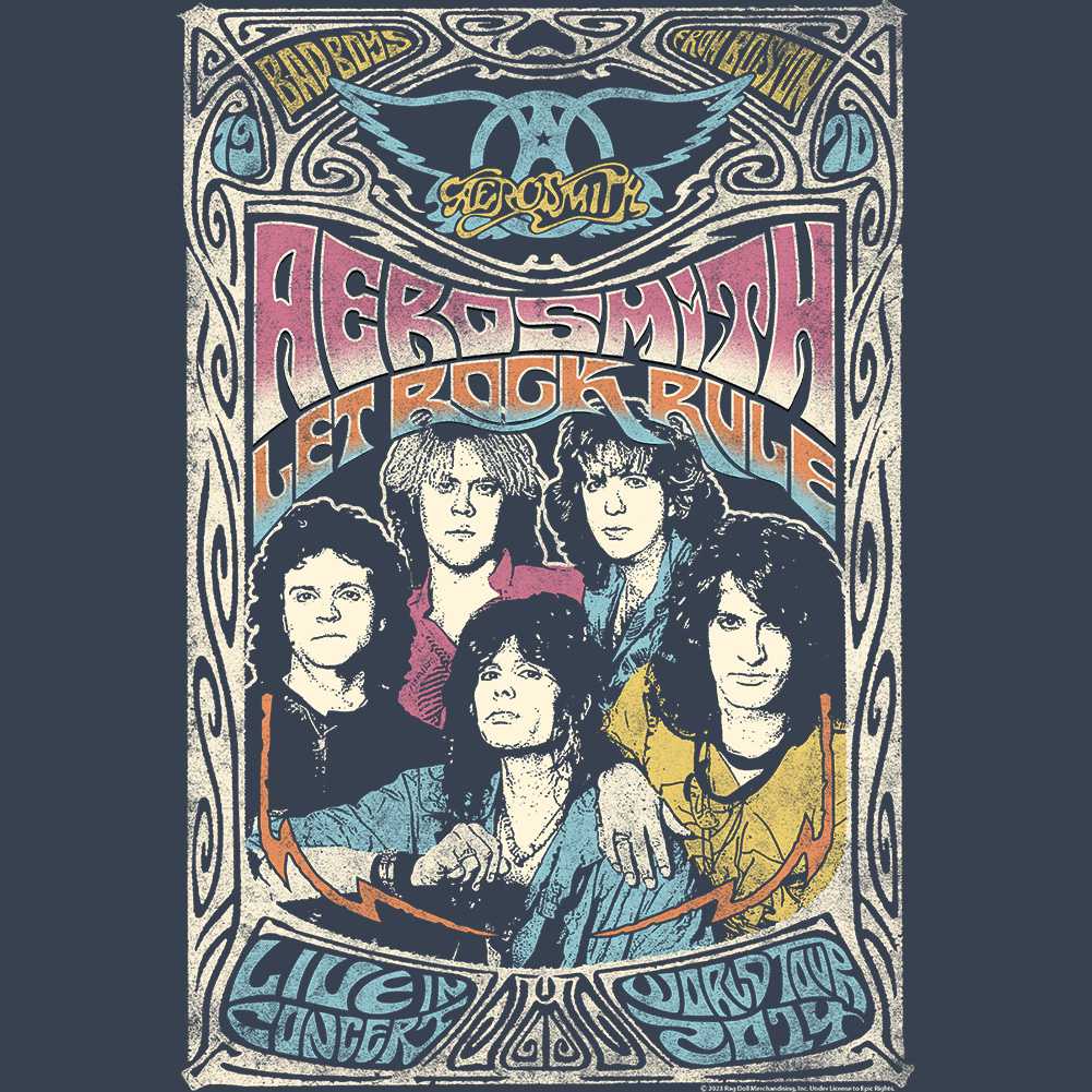 Aerosmith Let Rock Rule Graphic T-Shirt - Classic Rock Music Clothing - Vintage Concert Lover Gift Idea