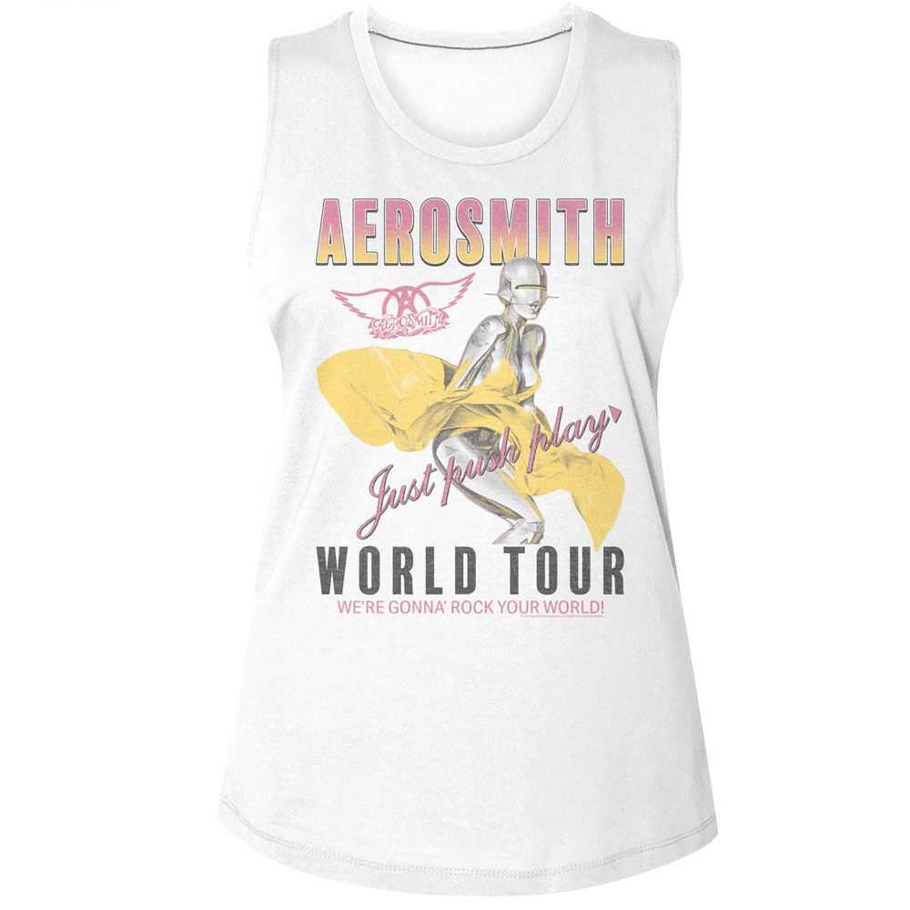 Aerosmith Just Push Play Graphic Woman Tank Top - Classic Rock Music Clothing - Vintage Concert Lover Gift Idea