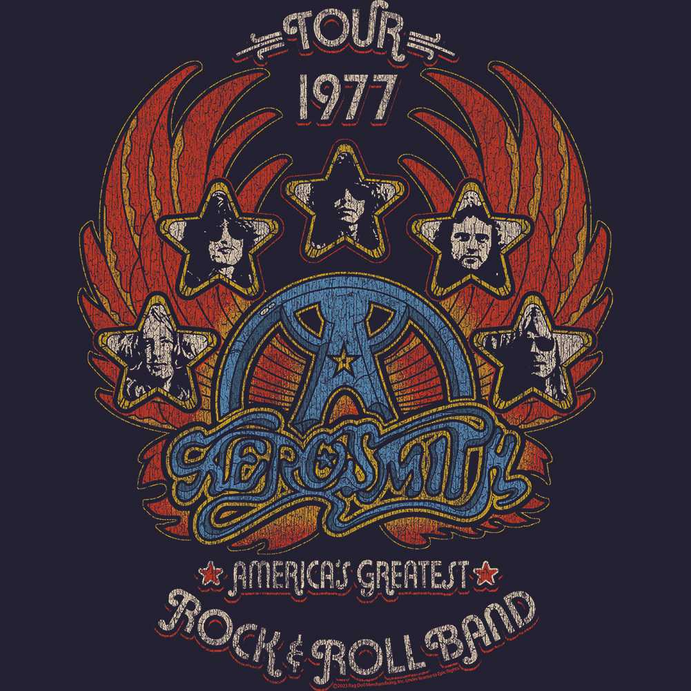 Aerosmith Tour 1977 Distressy Graphic T-Shirt - Classic Rock Music Clothing - Vintage Concert Lover Gift Idea
