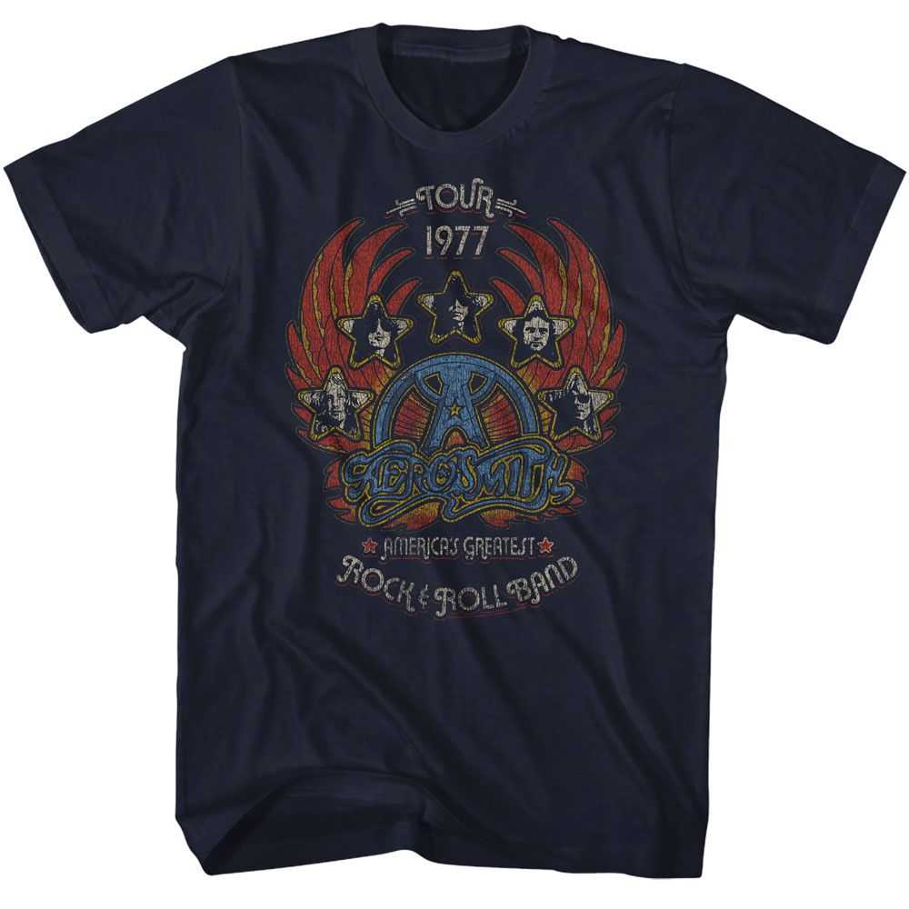Aerosmith Tour 1977 Distressy Graphic T-Shirt - Classic Rock Music Clothing - Vintage Concert Lover Gift Idea