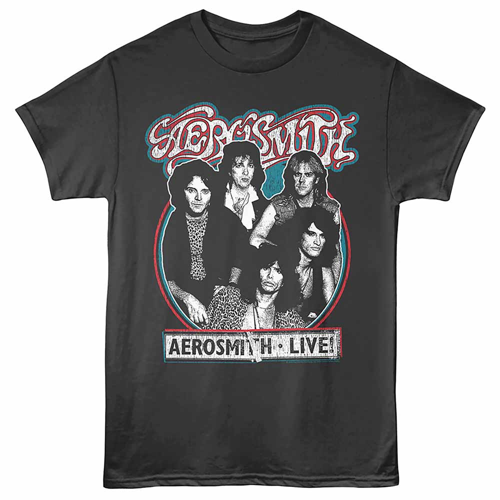 Aerosmith Weathered Circle Graphic T-Shirt - Classic Rock Music Clothing - Vintage Concert Lover Gift Idea