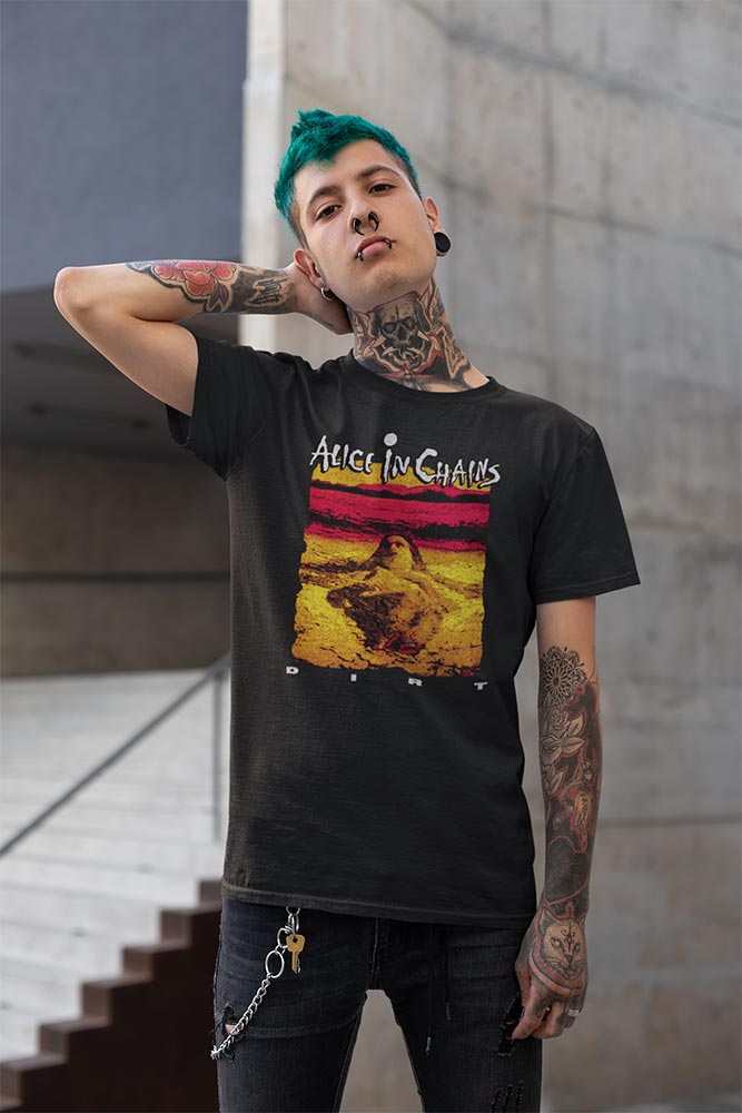 Alice In Chains Dirt Album Art Graphic T-Shirt - Classic Rock Music Clothing - Vintage Concert Lover Gift Idea
