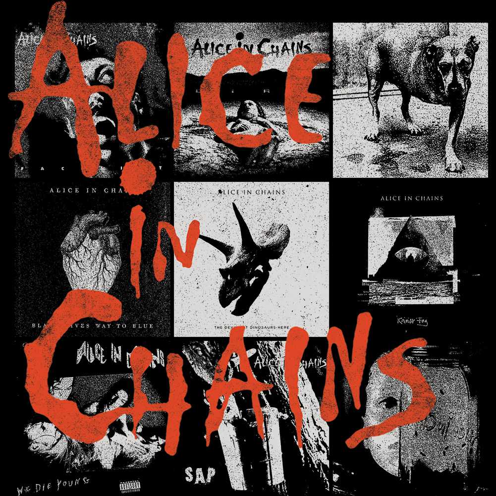 Alice In Chains Multiple Album Covers Graphic T-Shirt - Classic Rock Music Clothing - Vintage Concert Lover Gift Idea