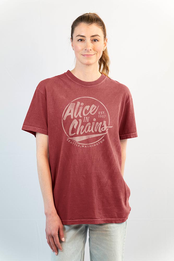 Alice In Chains Circle Text Graphic T-Shirt - Classic Rock Music Clothing - Vintage Concert Lover Gift Idea