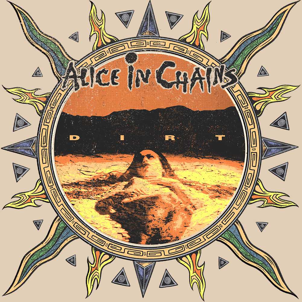 Alice In Chains AIC Dirt F B 2-Sided Graphic T-Shirt - Classic Rock Music Clothing - Vintage Concert Lover Gift Idea