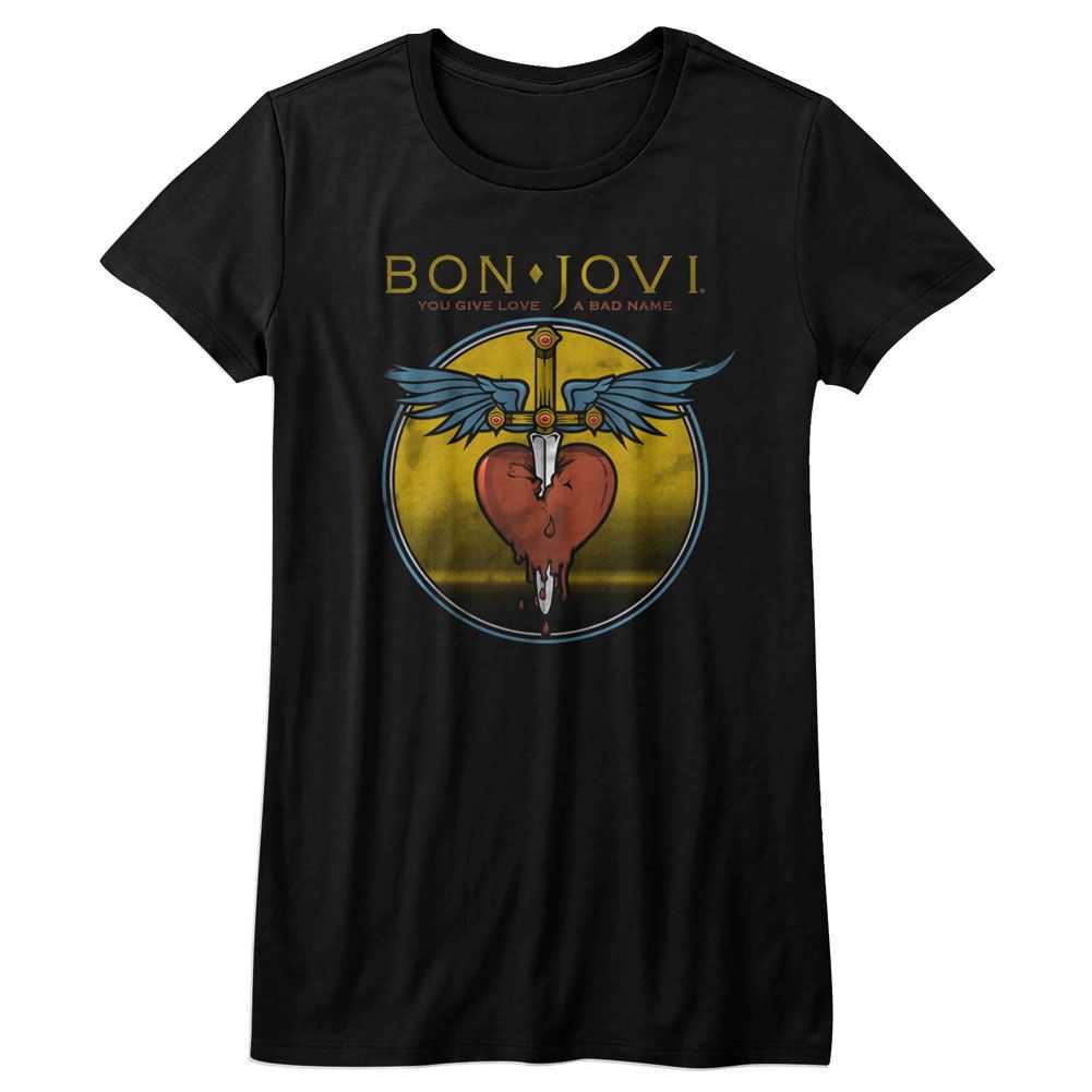 Bon Jovi BAD NAME Adult Black T-Shirt – Short Sleeve Official Music Merchandise for Rock Fans