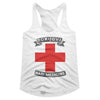 Bon Jovi BADMED White Slim Fit Adult Woman Tank Top– Official Rock Music Graphic Tee for Fans