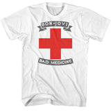 Bon Jovi BADMED Adult White T-Shirt – Officially Licensed Rock Band Short Sleeve Fan Shirt