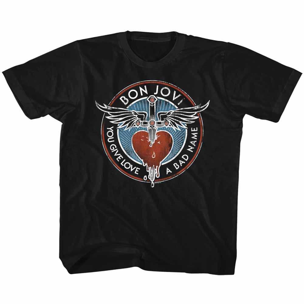Bon Jovi BADNAME Youth Black T-Shirt – Licensed Rock Music Band Tee for Kids & Teens