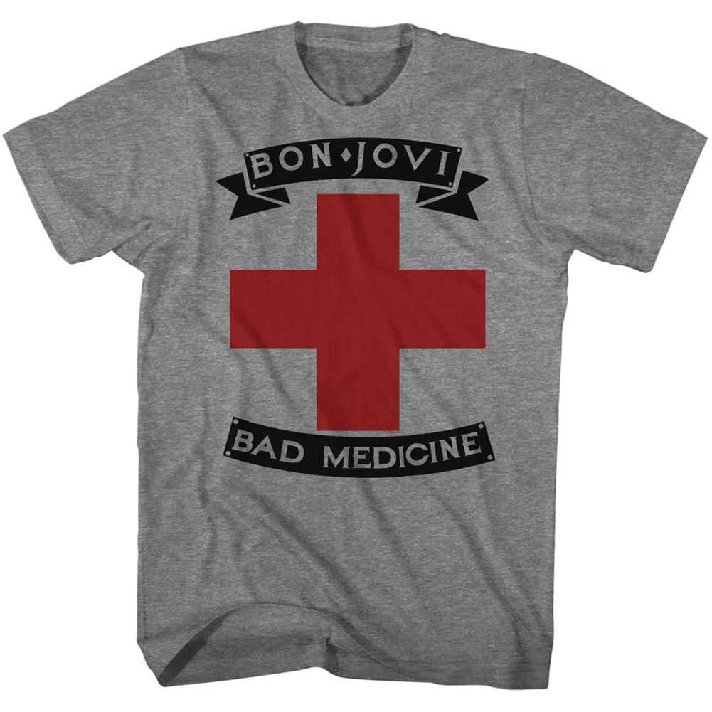 Bon Jovi Bad Medicine Adult T-Shirt – Iconic Song Graphic Rock Tee, Retro Music Fan Apparel