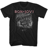 Bon Jovi MORE SLIPPERY Black Adult T-Shirt – Licensed Music Merch Short Sleeve Rock Tee