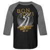 Bon Jovi WORLD TOUR Adult 3/4 Sleeve Shirt – Vintage Black Premium Heather Rock Band Tee