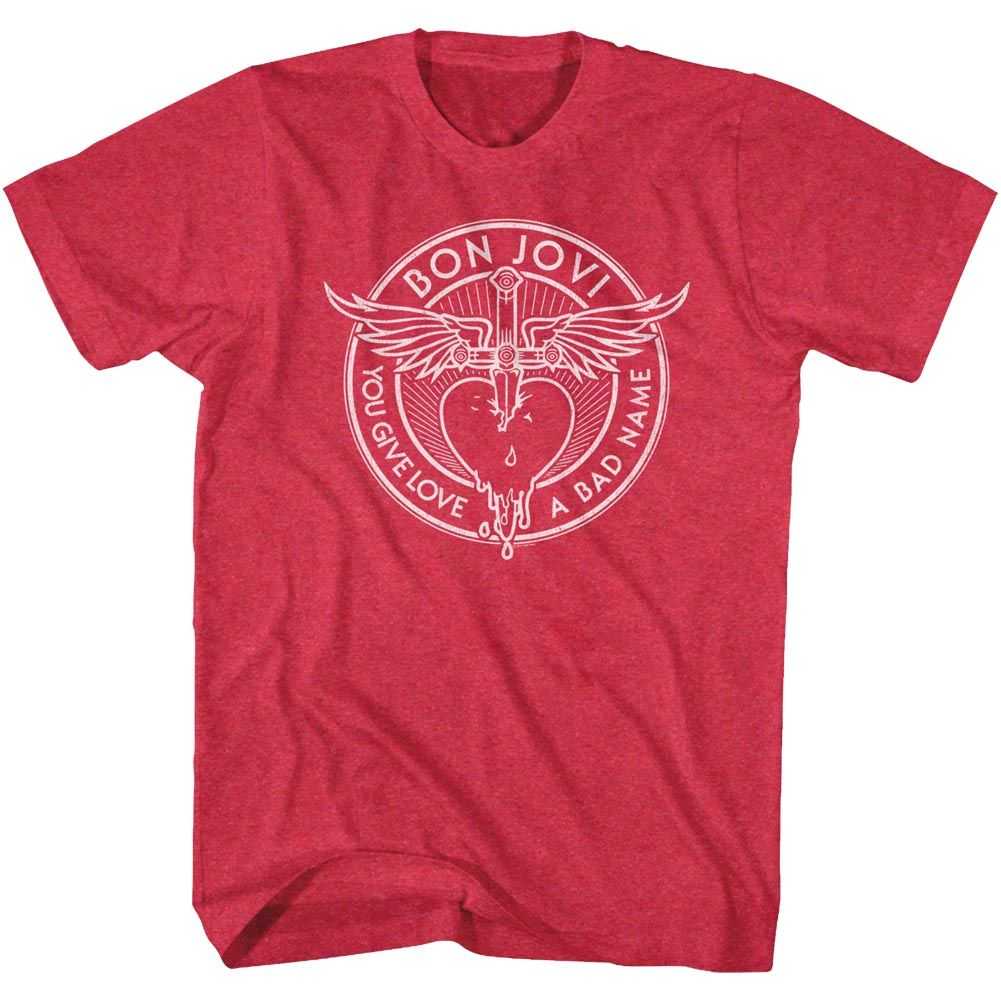 Bon Jovi You Give Love a Bad Name Adult T-Shirt – Classic Rock Band Graphic Tee