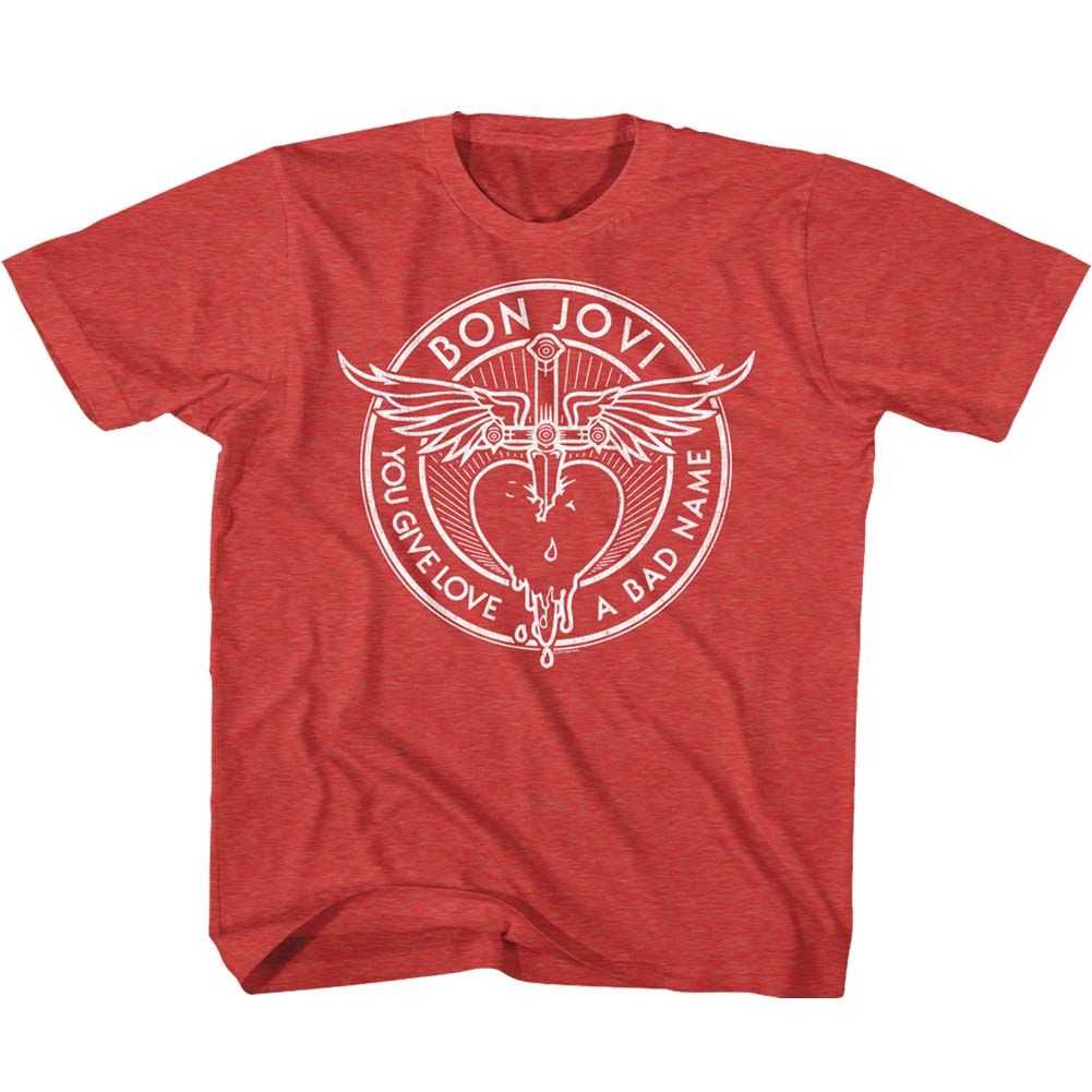 Bon Jovi Bad Name Youth T-Shirt – You Give Love a Bad Name Rock Song Graphic Tee, Young Music Fan Apparel