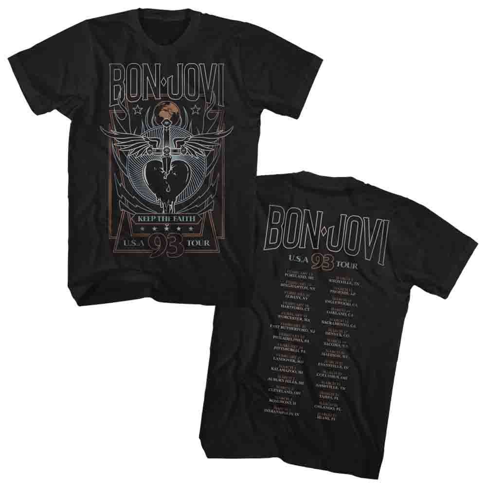 Bon Jovi 1993 Tour Adult T-Shirt – 2-Sided Classic Rock Band Graphic Tee