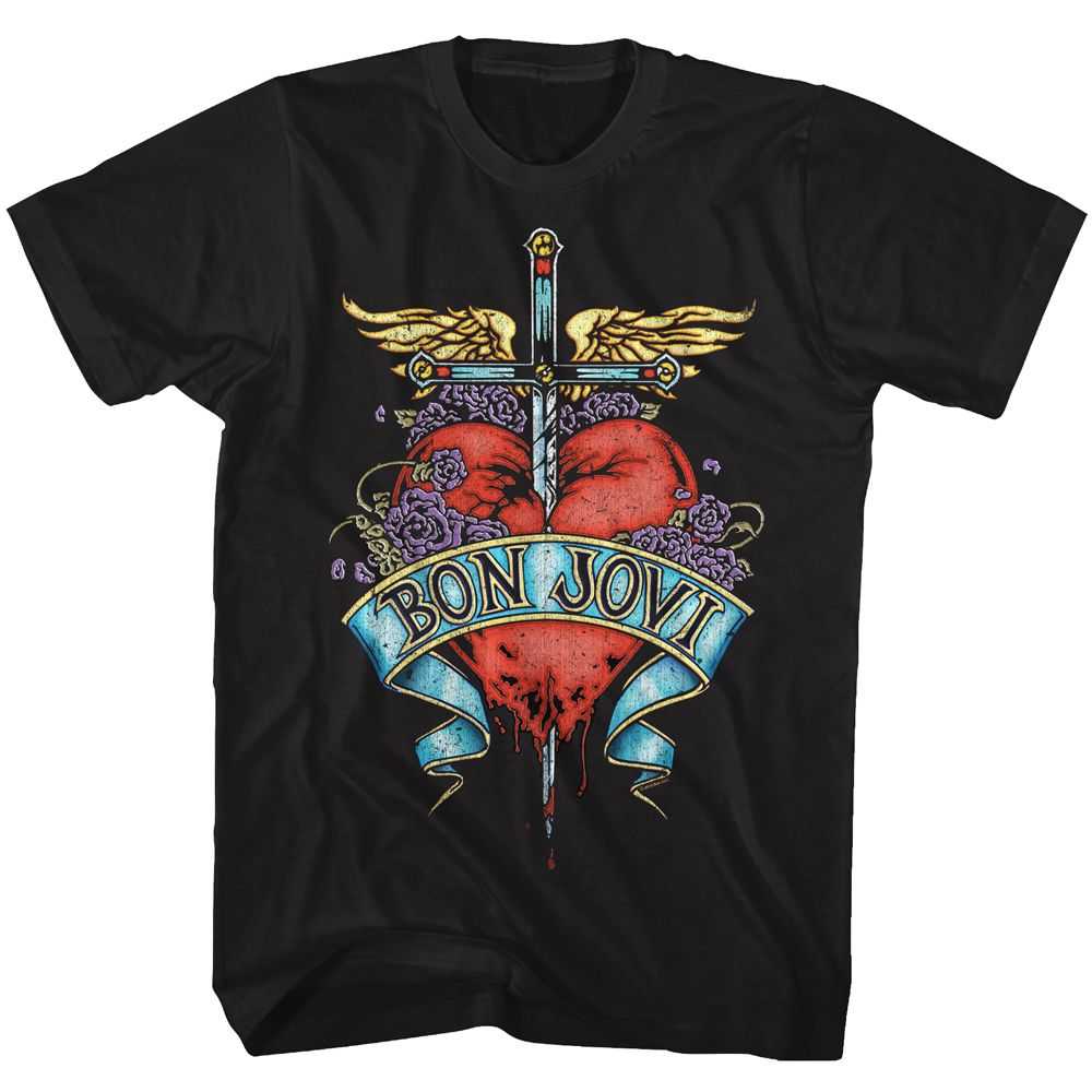 Bon Jovi Winged Heart Vintage Band Tee - Unisex Classic Rock Graphic Shirt
