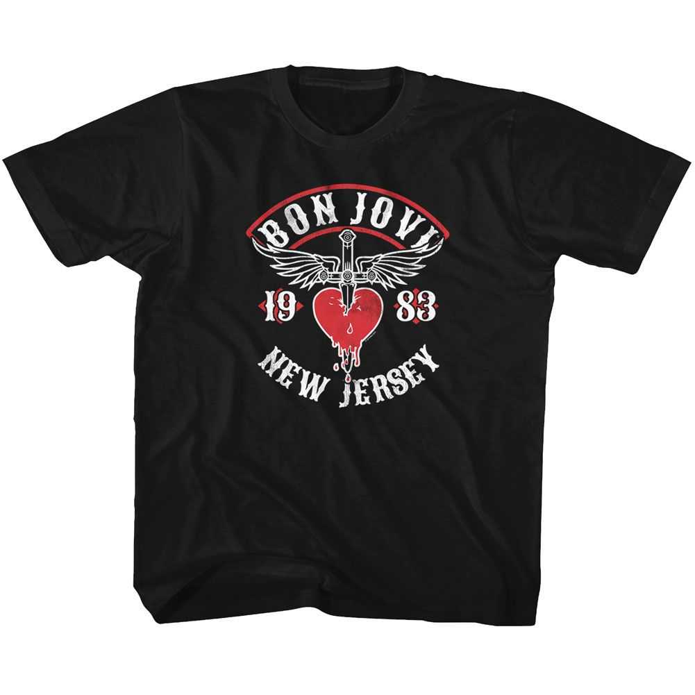 Bon Jovi NJ38 Youth T-Shirt – New Jersey Rock Band Graphic Tee, Kids Retro Music Fan Apparel