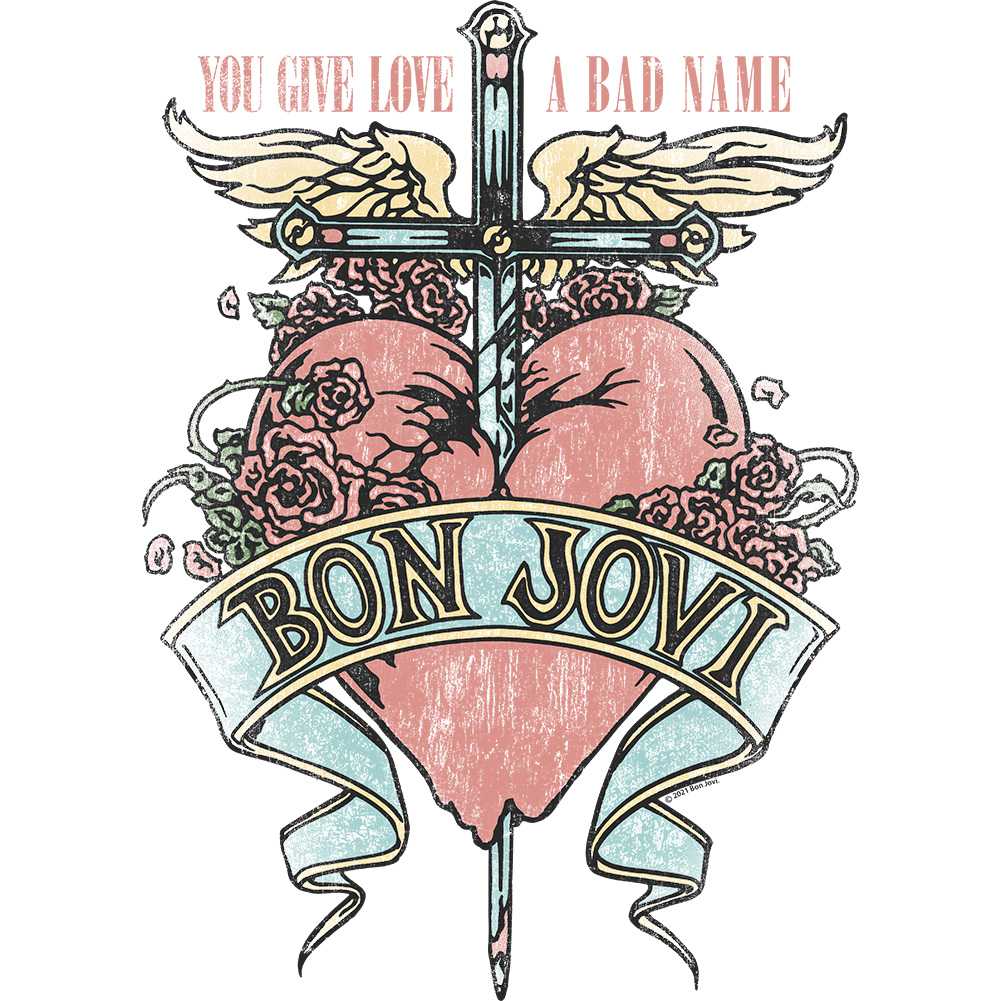 Bon Jovi You Give Love A Bad Name Graphic T-Shirt - Rock Band Tee