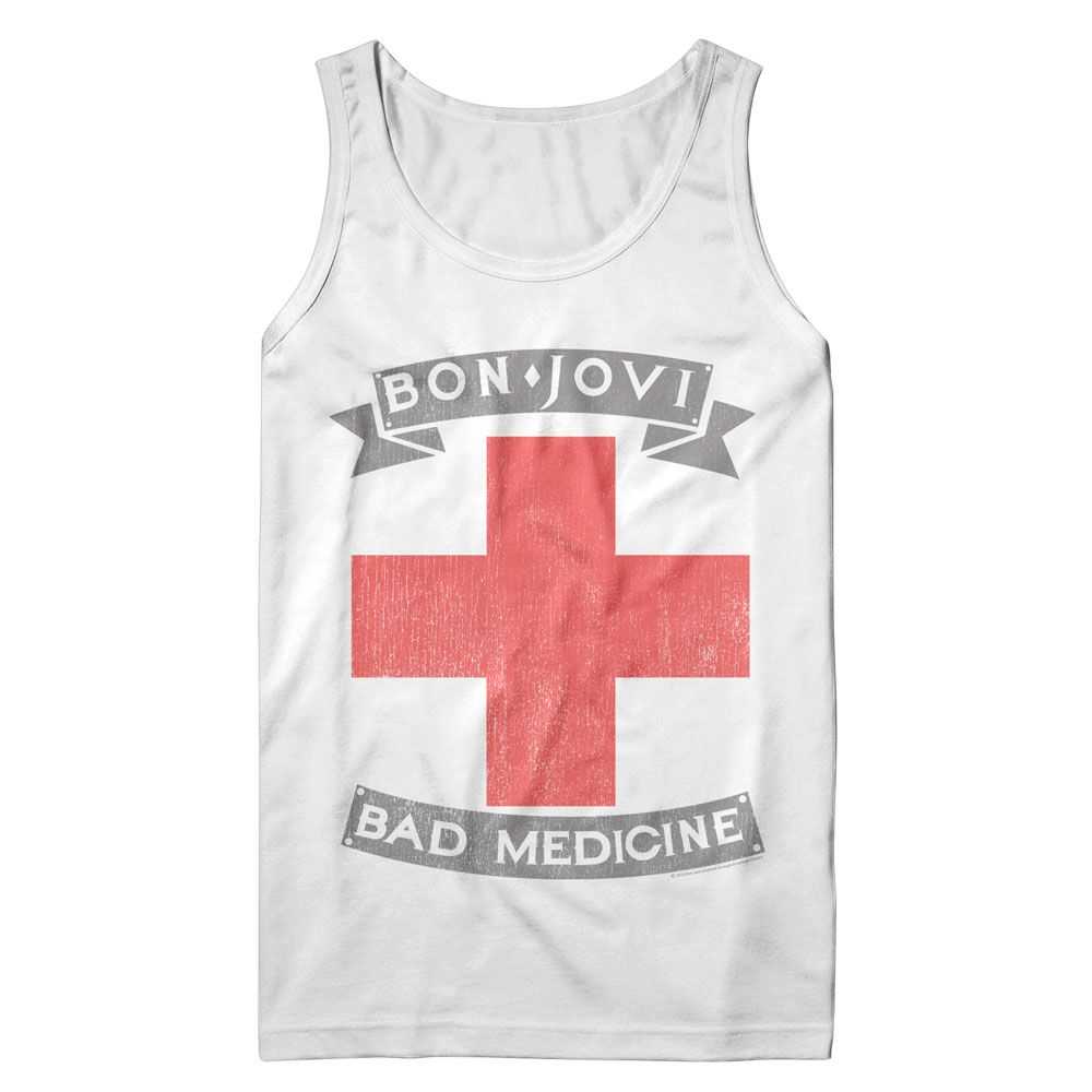 Bon Jovi Bad Medicine Adult Men Tank Top – Classic Rock Band Graphic Tee