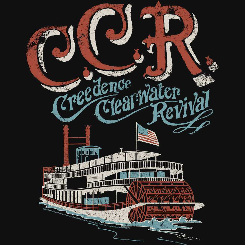 Creedence Clearwater Revival Riverboat Graphic T-Shirt - Classic Rock Music Clothing - Vintage Concert Lover Gift Idea