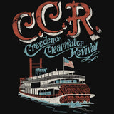 Creedence Clearwater Revival Riverboat Graphic T-Shirt - Classic Rock Music Clothing - Vintage Concert Lover Gift Idea