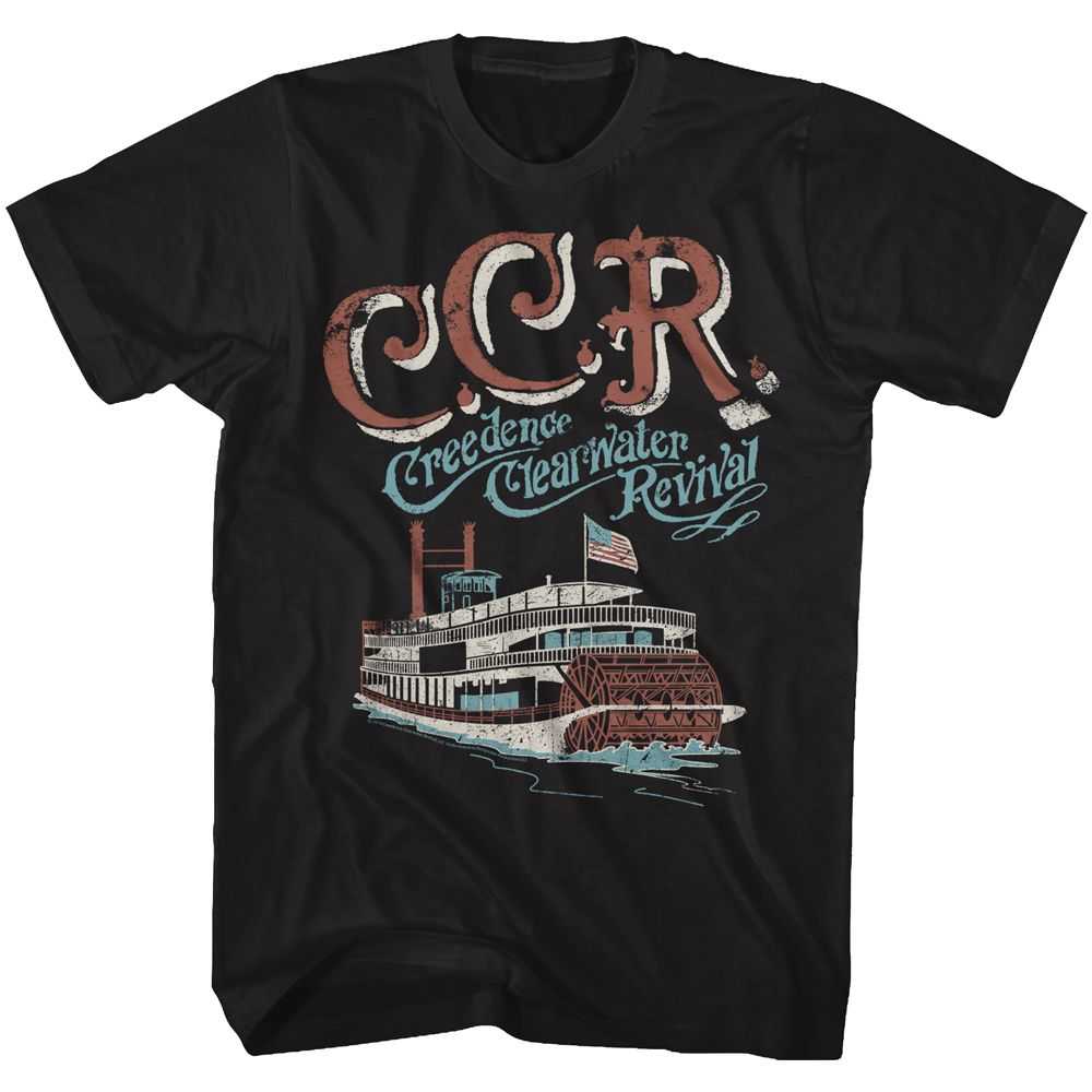 Creedence Clearwater Revival Riverboat Graphic T-Shirt - Classic Rock Music Clothing - Vintage Concert Lover Gift Idea