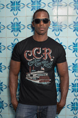 Creedence Clearwater Revival Riverboat Graphic T-Shirt - Classic Rock Music Clothing - Vintage Concert Lover Gift Idea
