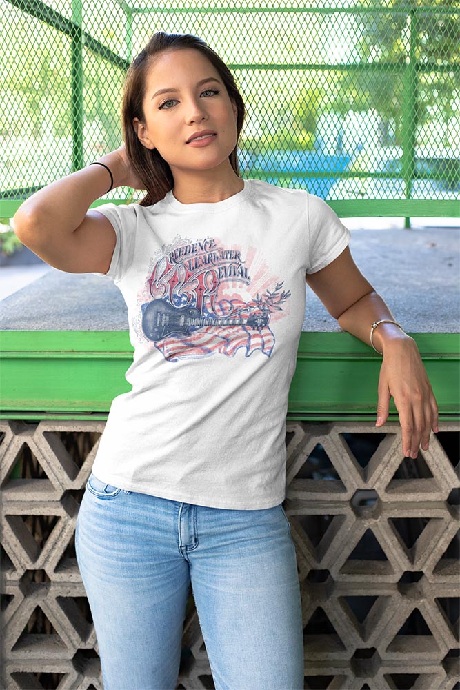 Creedence Clearwater Revival Flag Graphic T-Shirt - Classic Rock Music Clothing - Vintage Concert Lover Gift Idea