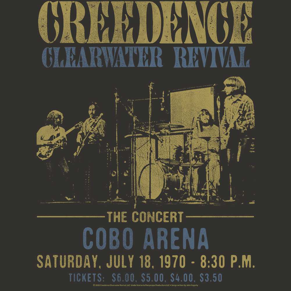 Creedence Clearwater RevivCreedence Clearwater Revival Cobo Arena Graphic T-Shirt - Classic Rock Music Clothing - Vintage Concert Lover Gift Ideaal - COBO ARENA Adult Shirt
