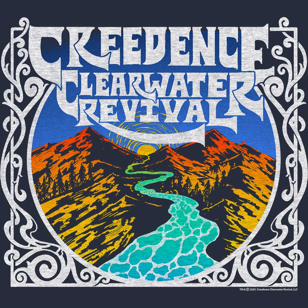 Creedence Clearwater Revival CCR Mountains And River Graphic T-Shirt - Classic Rock Music Clothing - Vintage Concert Lover Gift Idea