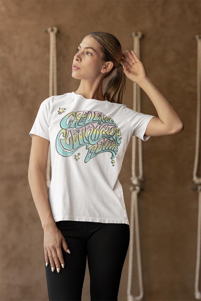 Creedence Clearwater Revival CCR Colorful Wave Graphic T-Shirt - Classic Rock Music Clothing - Vintage Concert Lover Gift Idea