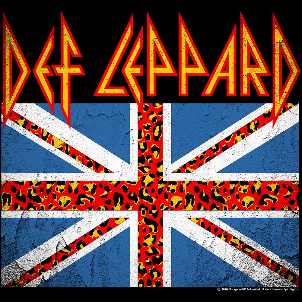 Def Leppard Leopard Flag Graphic T-Shirt - Vintage Hard Rock Band Merch - Unisex Adult Concert Fan Gift