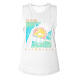 Leppard Pyro Graphic Woman Tank Top - Vintage Hard Rock Band Merch - Adult Concert Fan Gift Idea