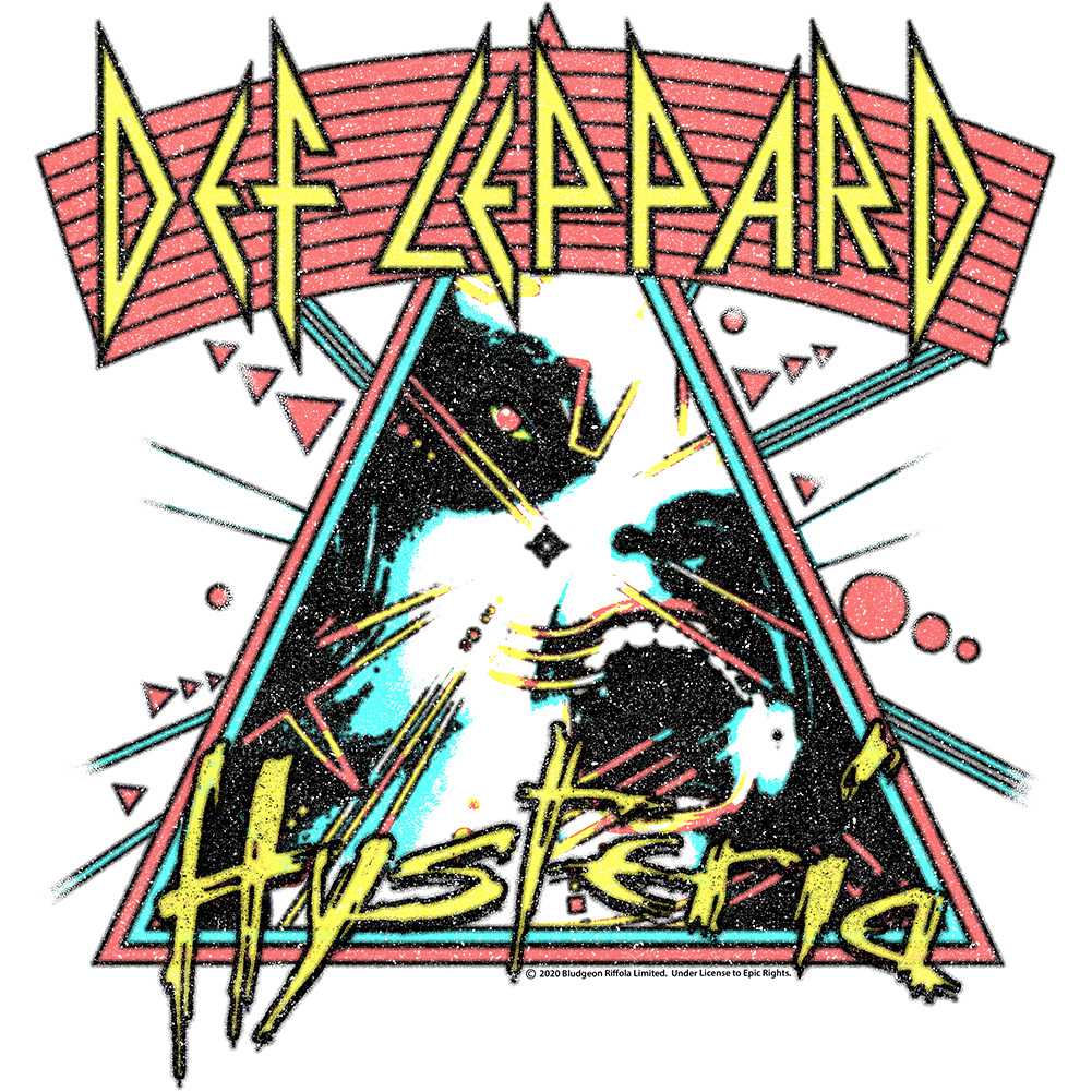 Def Leppard Arched Lines Hysteria Adult T-Shirt, 80s Hard Rock Band Graphic Tee, Classic Rock Music Fan Apparel