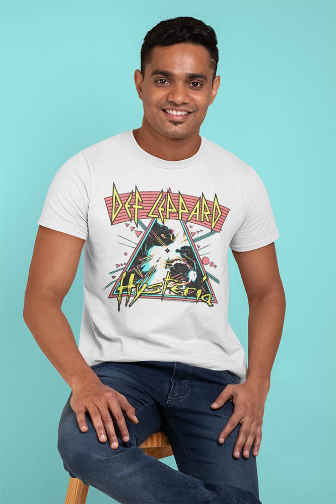 Def Leppard Arched Lines Hysteria Adult T-Shirt, 80s Hard Rock Band Graphic Tee, Classic Rock Music Fan Apparel
