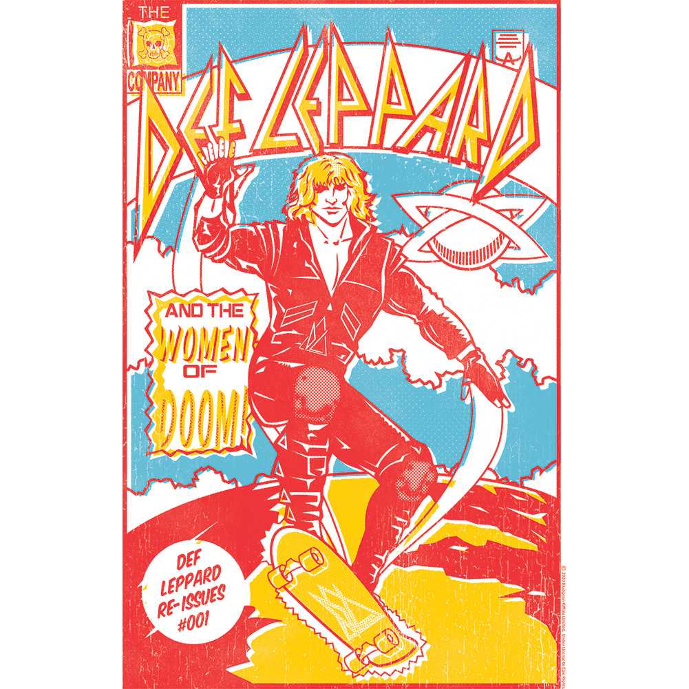 Def Leppard Comic Cover Adult T-Shirt, Classic 80s Hard Rock Band Graphic Tee, Retro Concert Music Fan Apparel