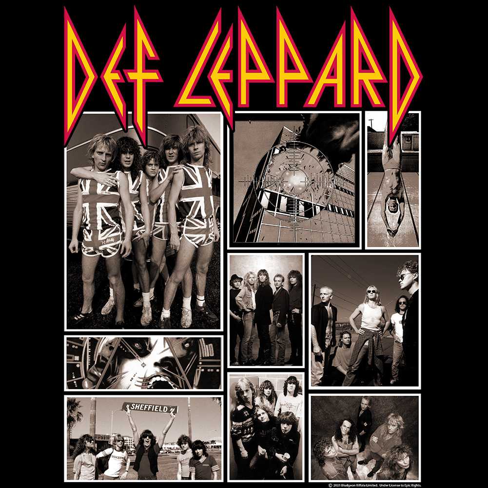 Def Leppard Collage Graphic T-Shirt - Official Vintage Hard Rock Band Tee
