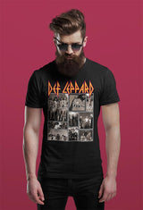Def Leppard Collage Graphic T-Shirt - Official Vintage Hard Rock Band Tee