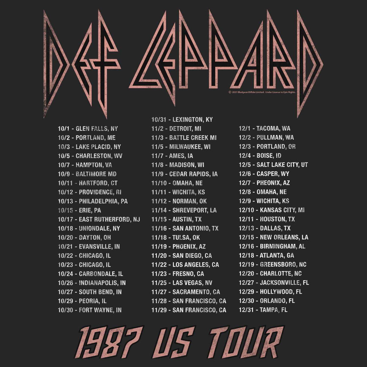 Def Leppard Hysteria 1987 Front Back 2-Sided Graphic Tour Concert Tee Unisex Standout Look Men Women