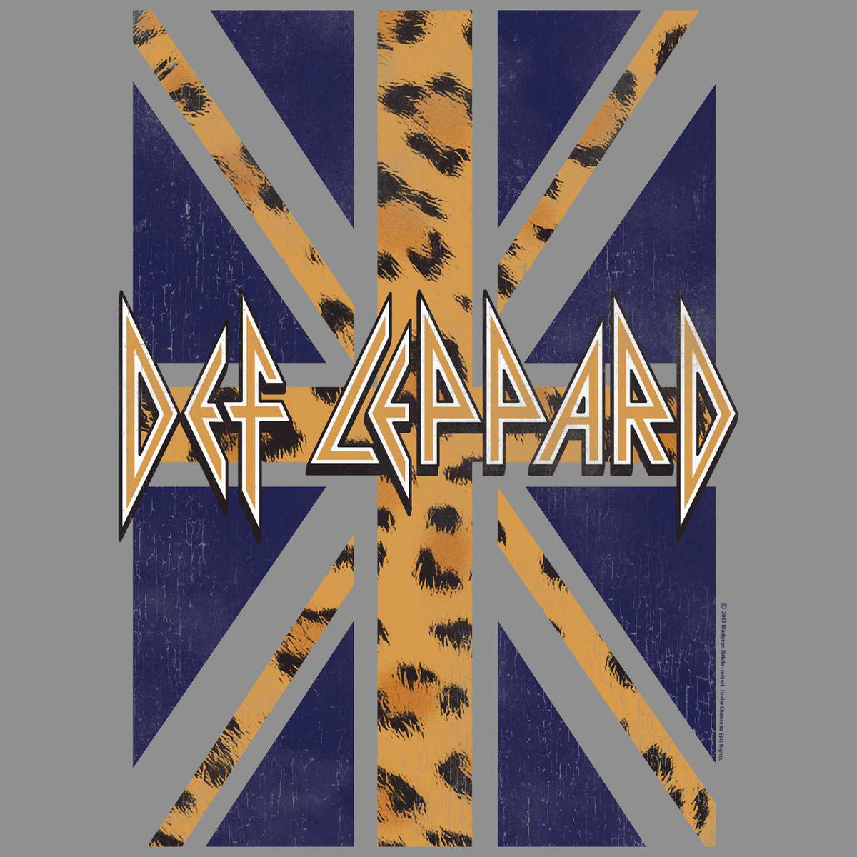 Def Leppard Leopard Union Jack Flag Graphic T-Shirt - Band Tee