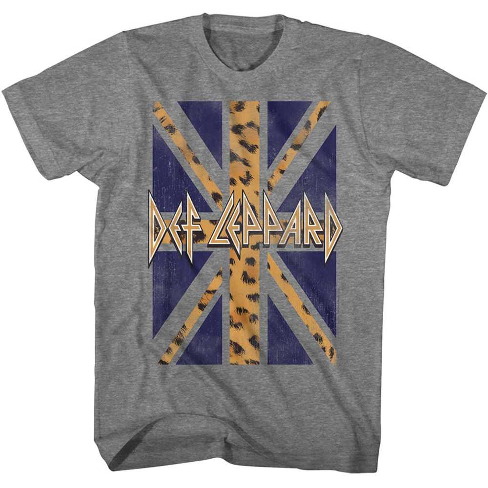 Def Leppard Leopard Union Jack Flag Graphic T-Shirt - Band Tee