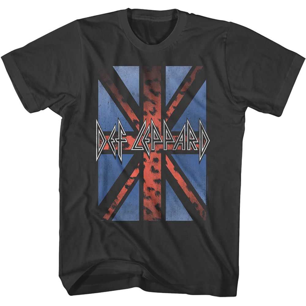 Def Leppard Leopard Union Jack Flag Graphic T-Shirt - Band Tee