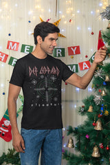 Def Leppard Pyro Christmas Adult T-Shirt, Holiday Hard Rock Band Graphic Tee, 80s Classic Rock Music Fan Apparel