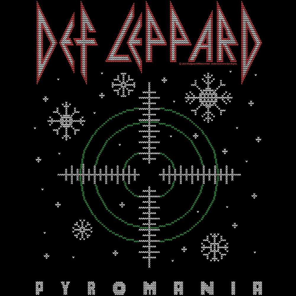 Def Leppard Pyro Christmas Adult T-Shirt, Holiday Hard Rock Band Graphic Tee, 80s Classic Rock Music Fan Apparel