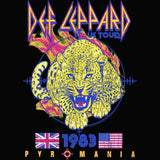Def Leppard Pyromania Adult T-Shirt, Classic 1983 Hard Rock Album Graphic Tee, Retro 80s Band Music Fan Apparel