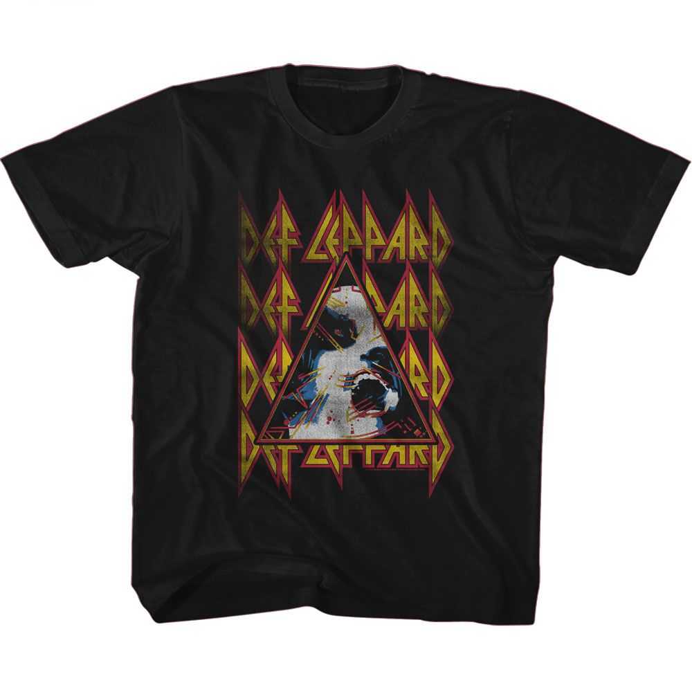 Def Leppard Hysteria Face Logo Youth Graphic T-Shirt - Vintage Hard Rock Band Merch - Kids Concert Fan Gift