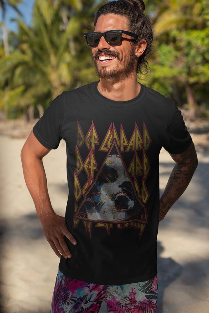 Def Leppard Hysteria 1987 Screaming Face And Logos Graphic Concert Tee Unisex Iconic Rock Fashion Men Women
