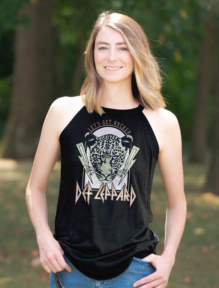Def Leppard Let's Get Rocked Graphic Woman Tank Top - Lightning Bolt Band Tee
